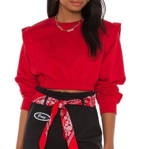 NWT SR+ RONNY KOBO Red Devin Crop Sweatshirt (OS)